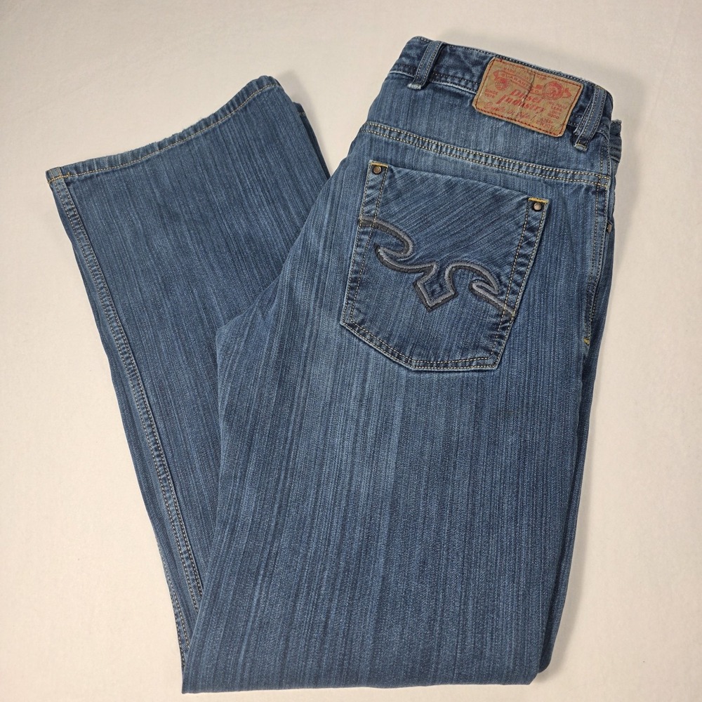 Diesel Jeans Mens 34x32 Zaghor Regular Bootcut Medium Blue Wash Button Fly 0R8RS